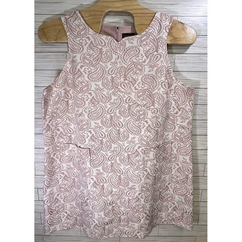 Victoria Beckham Women‎ Midi Dress 3X Pink White Sleeveless Jacquard Fully Lined